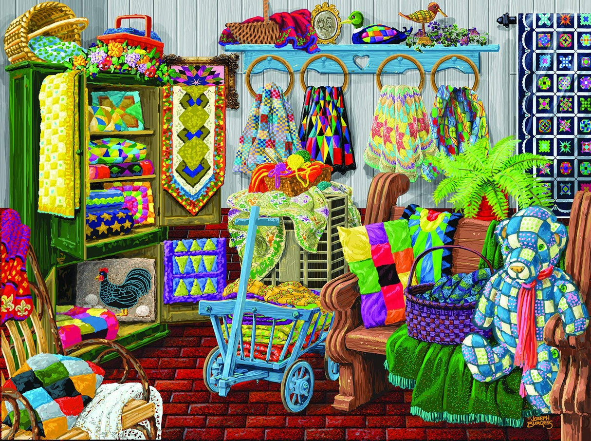 SUNSOUT INC - The Quilt Fair - 1000 pc Jigsaw Puzzle by Artist: Joseph Burgess - Finished Size 20" x 27" - MPN# 38857 SunsOut