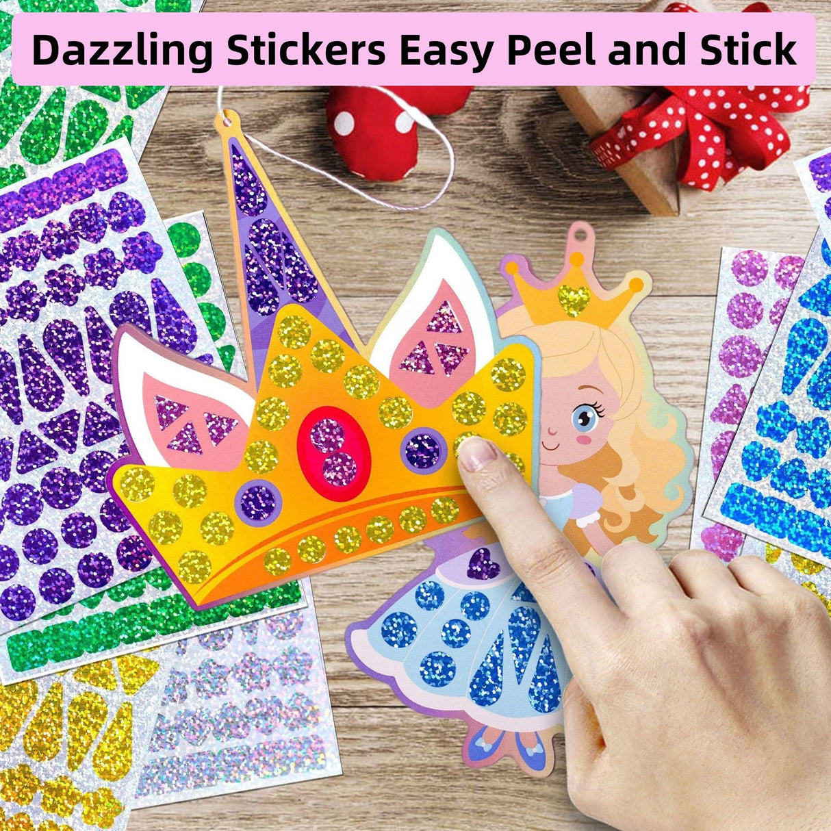 Unifuncy Magical Mosaic Kit – Princess & Unicorn Foil Art Stickers for Kids | Sticker Wow DIY Crafts Ages 4-8 | Fun Toddler Crafts 2-4 | Creative Arts and Crafts for Kids 4, 5,6,7,8 Generic