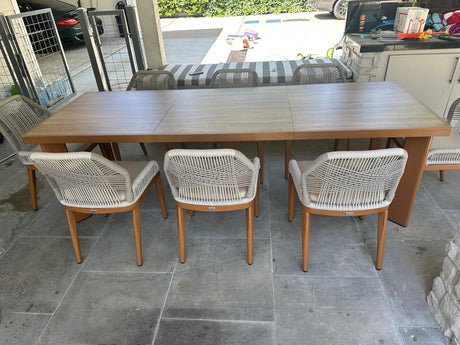 PURPLE LEAF 9 Pieces Dining Set Patio Metal Rectangular Table and Wicker Rattan Chairs for Outside Porch Garden Kitchen Modern Outdoor Furniture Sets PURPLE LEAF