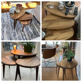 Ultimate Premium Products Solid Nesting Table Set of 3- Walnut Mid Century Pebble Tables with Tapered Legs – Wooden Home Furniture in a Retro Style - Walnut Ultimate Premium Products