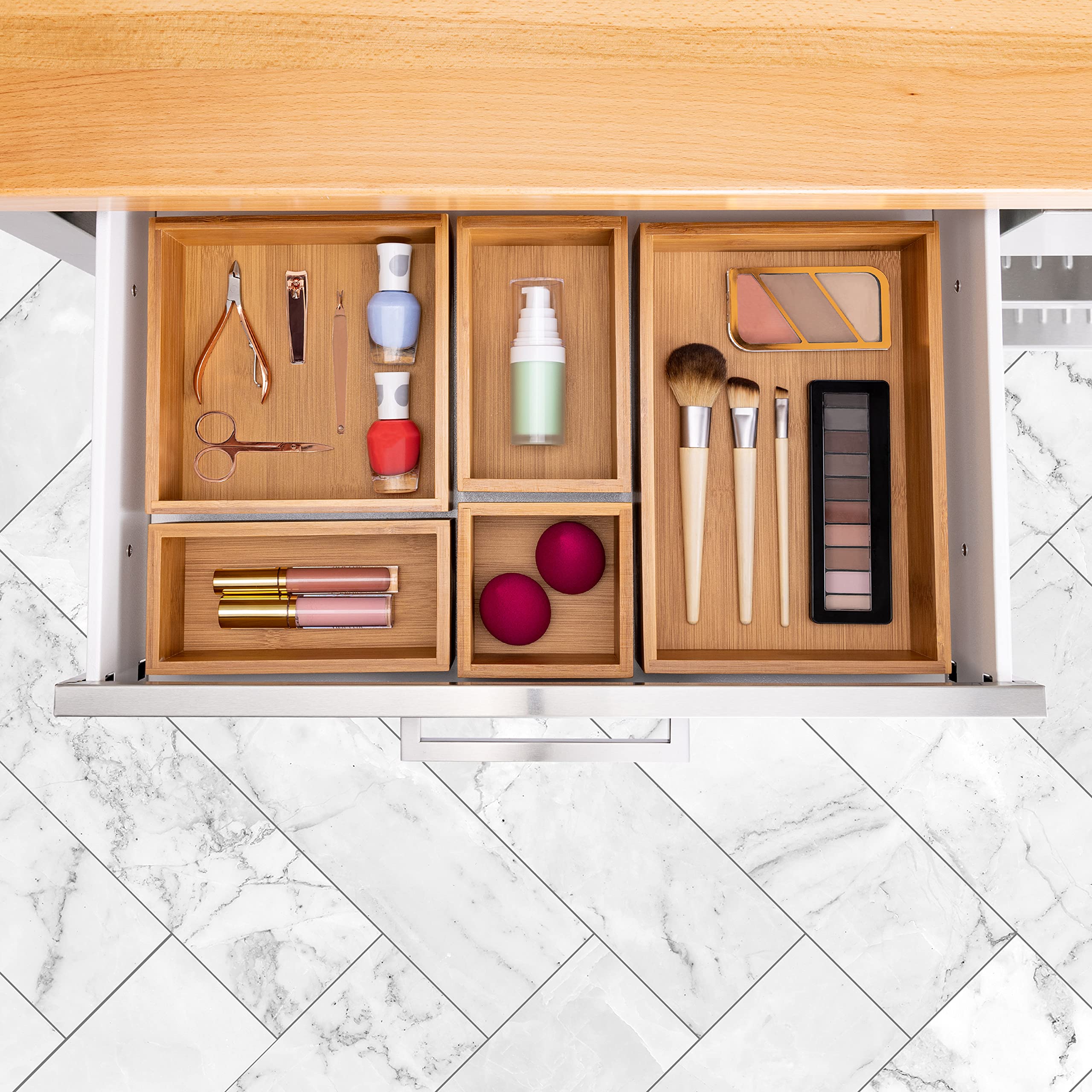 Seville Classics Bamboo Organizer Storage Bins - Thumbnail 4