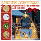 BlueWish Christmas Yard Decorations, 5FT Nativity Scene Outdoor, Lighted Christmas Ornaments with 150 Lights, 12 Zip Ties and 5 Ground Stakes, Nativity Set Outdoor for Holidays, Festivals, Gold BlueWish
