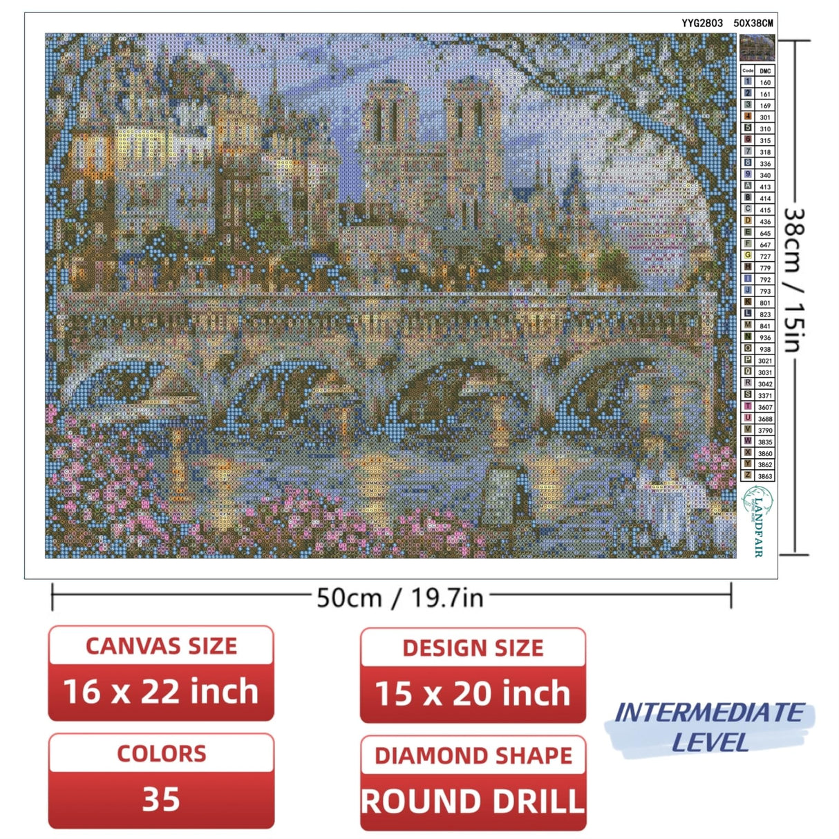 LANDFAIR Diamond Painting Kits - 15x20 inch Round Full Drill Afternoon by Seine Diamond Art Kits for Adults LANDFAIR