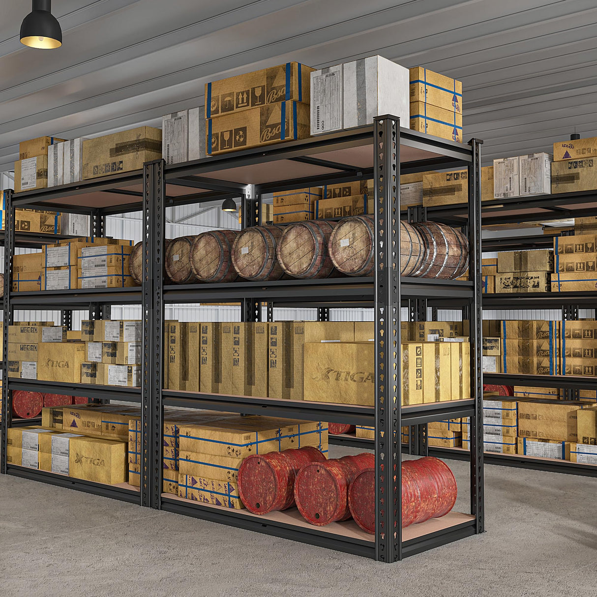 REIBII 40" W Garage Shelving Storage Shelves Heavy Duty Shelving 2000LBS Adjustable Metal Shelves for Garage Shelves 4 Tier Storage Rack Closet Shelving Pantry Shelves Utility Shelf,40" W*20''D*60''H REIBII