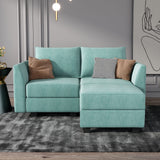 HONBAY Modular Sectional Sofa 2 Seater Couch with Chaise L Shaped Modular Sofa for Small Apartment, Aqua Blue HONBAY