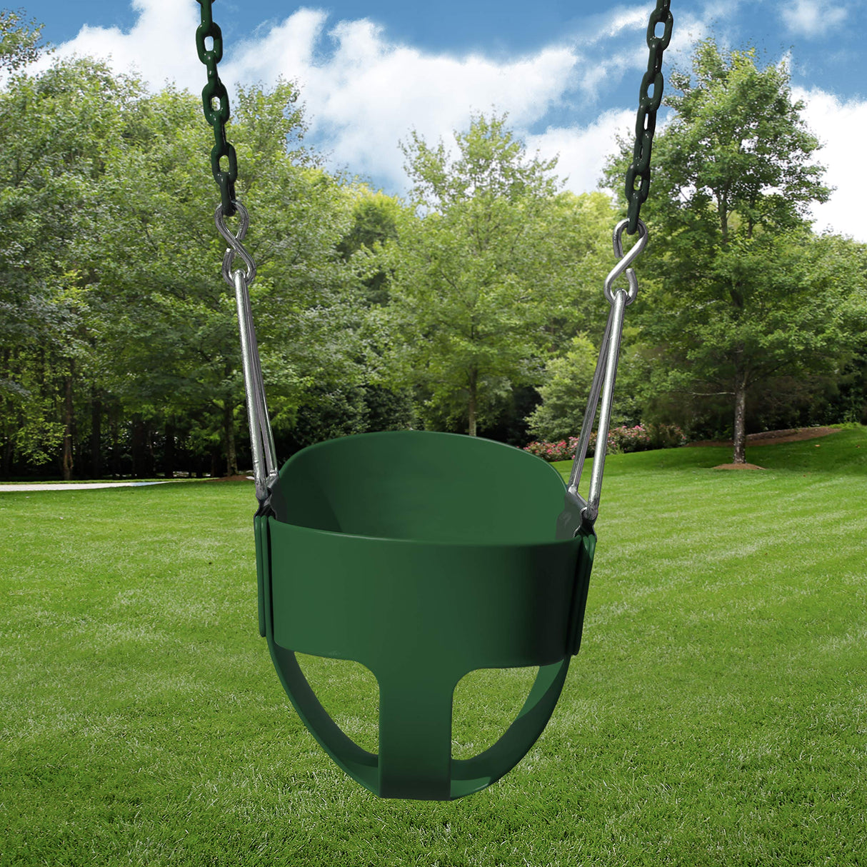 Gorilla Playsets 04-0008-G/G Full Bucket Toddler Swing, Bucket, Green 60" Plastic Coated Chains, 50 Lb Capacity Gorilla Playsets
