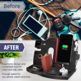 BARVA Wood Docking Station | Phone Stand & Desk Organizer | Night Stand Charging Station & Smart Watch Phone Holder | Nightstand Organizer for Men's Accessories | Ideal Gifts for Men BarvA