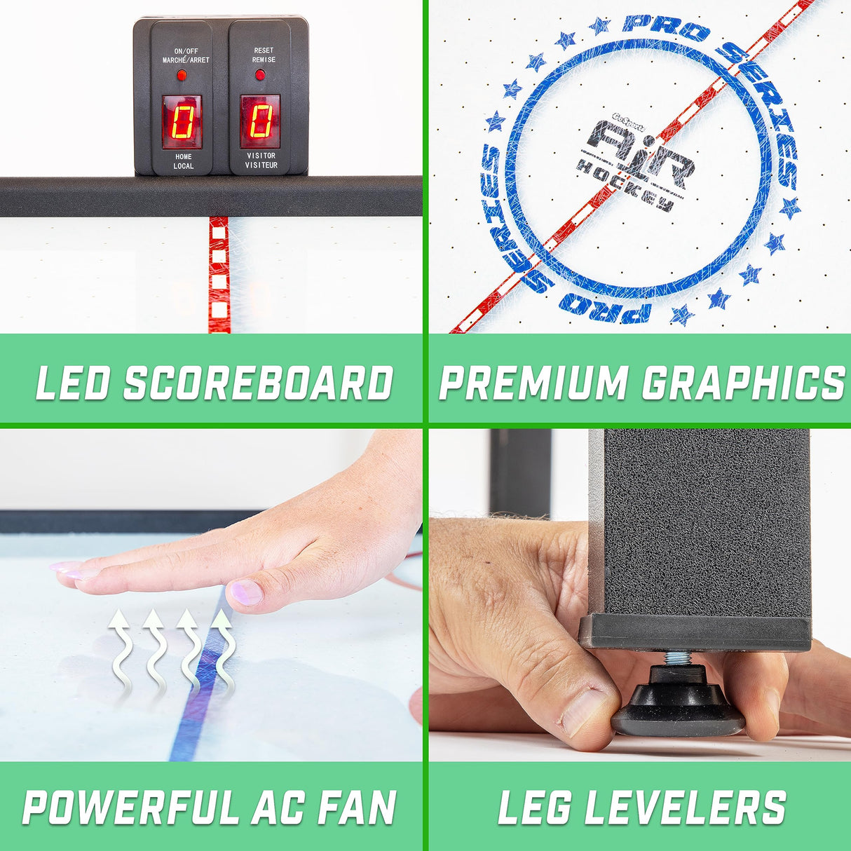GoSports 48 Inch Air Hockey Arcade Table for Kids - Includes 2 Pushers, 3 Pucks, AC Motor, and LED Scoreboard - Oak or Black GoSports