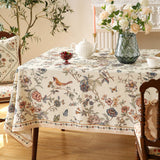 ISAENNE French Tablecloth for Rectangle Tables,Linen Table Cloth with Flowers and Birds Pattern,Heavy Durable Table Cover for Dining Thanksgiving Kitchen Decor Party Banquet Christmas,67"*118" ISAENNE