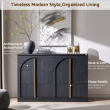 ACCOHOHO Arched Dresser for Bedroom with 6 Drawers, 47.3" Wide Modern Chest of Drawers with Rounded Edge & Metal Handles, Wood Storage Closet Dressers TV Stand for Living Room, Hallway, Black ACCOHOHO