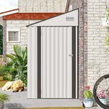 4x8 FT Outdoor Storage Shed, Metal Garden Shed with Lockable Hinged Door, Lean to Shed with 6 Air Vents, Outside Tool Shed with Sloped Roof, Waterproof Storage Building for Backyard, Patio, White BNSPLY
