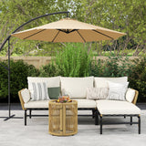 Yaheetech 3 Pieces L-Shaped Conversation Sofa Set, Outdoor Patio Furniture Set w/Detachable Lounger, Thick Cushions, Glass Side Table for Patio, Backyard, Porch, Garden Yaheetech