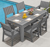 ZHUSI Patio Table and Chairs Set,HDPE Outdoor Dining Set with Umbrella Hole for Backyard, Poolside, Porch,All Weather,Grey ZHUSI