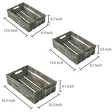 MyGift Rustic Weathered Gray Wood Nesting Storage Crates with Cutout Handles, Decorative Coastal Wooden Pallet Stackable Open Top Bin Boxes, 3 Piece Set MyGift