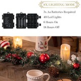 Valery Madelyn 6 feet Pre-Lit Christmas Garland with Lights for Mantle, Lighted Battery Operated Xmas Garland with Red White Balls for Front Door Fireplace Table Centerpiece Outdoor Window Home Decor Valery Madelyn