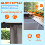 MUPATER Outdoor 10' x 13' Polycarbonate Hardtop Gazebo with Aluminum Frame, Double Roof Canopy, Netting and Curtainsfor Patios, Deck, Lawns, Gardens and Pools MUPATER
