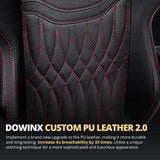 Dowinx Gaming Chair Breathable PU Leather Gamer Chair with Pocket Spring Cushion, Ergonomic Computer Chair with Massage Lumbar Support,Adjustable Swivel Task Chair with Footrest(Black) Dowinx