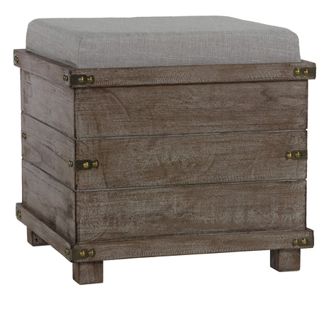 Cortesi Home Scusset Storage Chest Tray Ottoman in Fabric and Wood, Grey, 15.75"W x 15.75"L x 15.5"H Cortesi Home