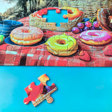 100 Pieces Jigsaw Puzzles for Adults - Cat Puzzles for Kids Ages 6-8 8-10 10-12 - Picnic Kittens and Donuts Mulic