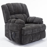 RHHVVR Power Lift Recliner Chair for Elderly, Oversized Chenille Electric Recliners Chairs for Living Room, Dual Motor 180° Lay Flat Recliner Big Sofa with Massage and Heating, Heavy-Duty, Grey RHHVVR