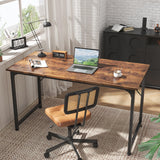 Huuger Computer Desk, 55 Inch Office Desk, Gaming Desk with Storage, Writing Desk Work Desk for Home Office, Study, Modern Simple Desk, Large Legroom, Metal Frame, Rustic Brown Huuger