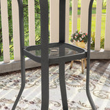 VICLLAX 35.5" Round Outdoor Bar Table, Bar Height Patio Table with Adjustable Umbrella Hole for Balcony, Black VICLLAX