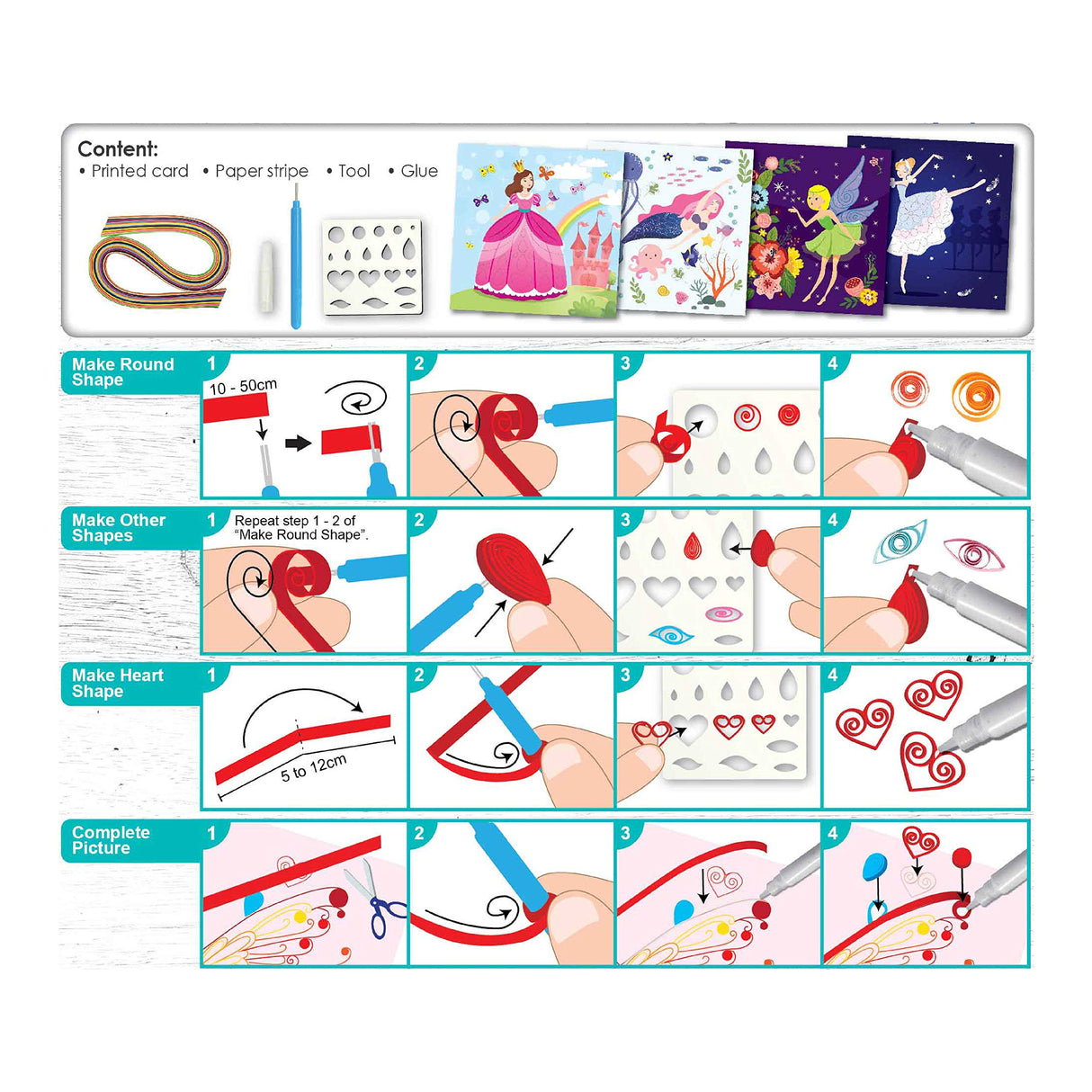 C.S. Kids DIY Paper Quilling Arts & Crafts Gifts – Fairy Tales| 3D Paper Quilling Design Kits for Kids, Make Your Own Paper Art (Paper strips & tools Included) C.S.KIDS