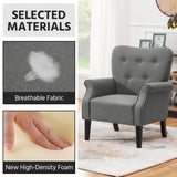 Yaheetech Modern Armchair, Mid Century Accent Chair with Sturdy Wood Legs and High Back for Small Space, Upholstered Fabric Sofa Club Chair for Living Room/Bedroom/Office, Dark Gray Yaheetech