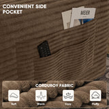 Homall 142" Boneless Couch, Modular Sectional Sofa, No Assembly Required, Memory Foam Filling, Corduroy U-Shaped Sofa, Movable Multi-Person Couch for Living Room (Brown) Homall