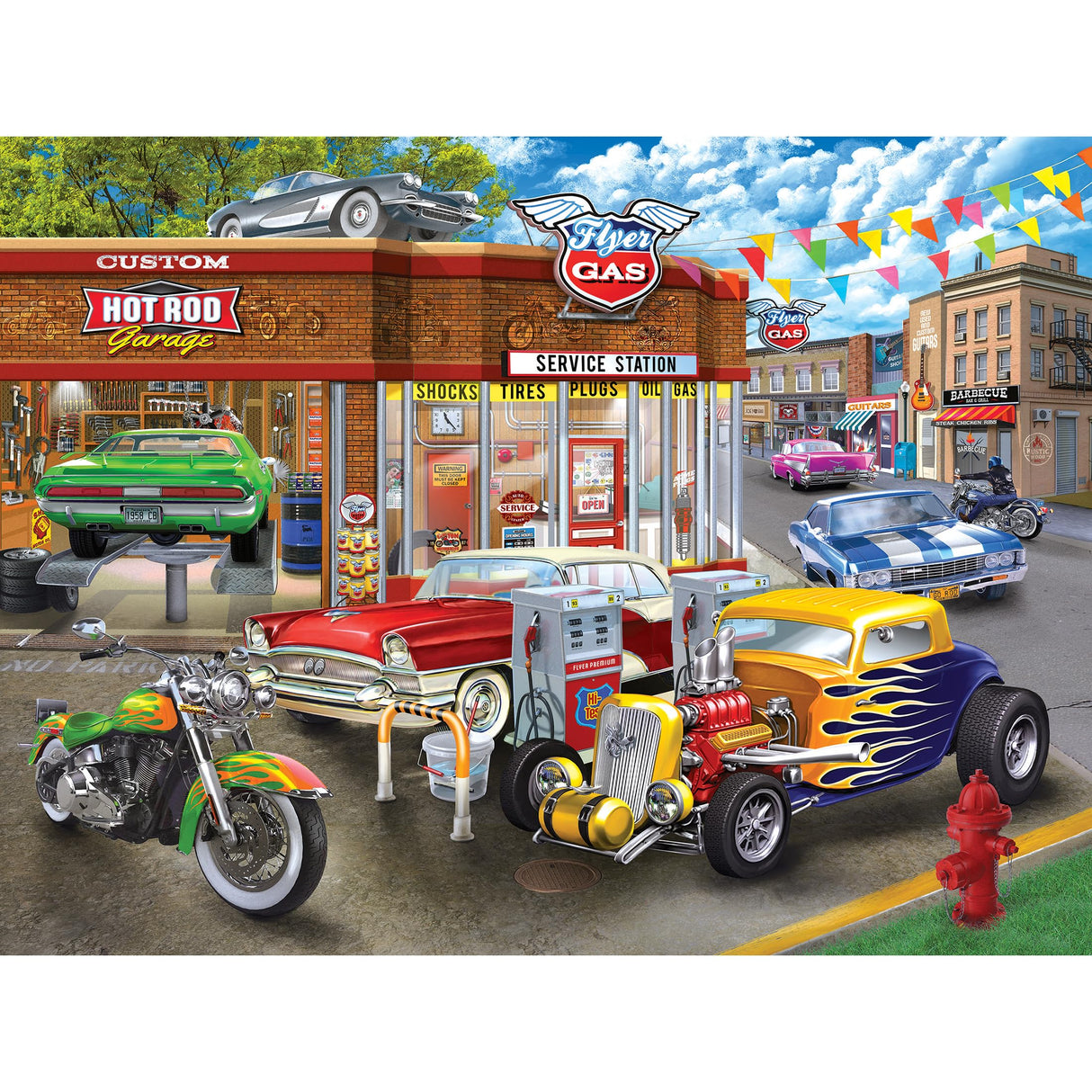 RoseArt - American Nostalgia - Hot Rod Garage - 550 Piece Jigsaw Puzzle for Adults RoseArt
