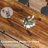 Tribesigns Bar Table, Industrial Counter Height Pub Table with Metal Footrest, 63-Inch Rectangle Wood Kitchen Dining Table with Sturdy Metal Frame for Dining Room, Home Bar (Brown) Tribesigns