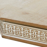 Deco 79 Wood Scroll Handmade Side End Accent Table Intricately Carved End Table, Side Table 28" x 28" x 30", Brown Deco 79