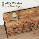 Huuger Dresser for Bedroom, 55 Inch TV Stand for 43, 55, 60 Inch TV, Long Fabric Dresser with 7 Drawers, Chest of Drawers for Storage, Closet, Clothing, Rustic Brown Huuger