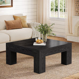 Tribesigns Farmhouse Square Coffee Table for Living Room, 39.37-Inch Low Large Center Tea Accent Table with Sturdy Legs, Easy Assembly (Black) Tribesigns