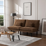 Modern Microfiber Convertible Folding Futon Couch Sofa Bed Adjustable Pillow Top Arm Memory Foam Couch Double Loveseat Sofa for Compact Living Space,Dorm,Game Studio,Apartment,Bedroom (Brown) Klwenas Maec