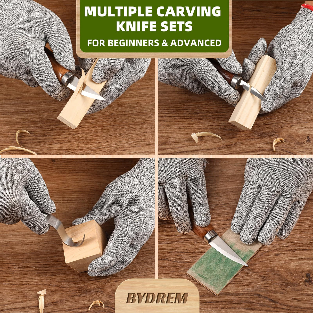 BYDREM Wood Carving Kit, Wood Whittling Kit, Carving Knife Kit, 9 PCS Wood Carving Knifves, 7 PCS Wood Carving Blocks, 12 Colors of Paint, Wood Carving Tools, Complete Wood Whittling Kit for Beginners BYDREM