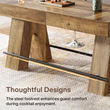 Tribesigns Bar Table, 63-Inch Bar Height Pub Table, Counter Height Table with Metal Footrest, Rectangular High Top Dining Counter Tables with Wood Base for Home Bar, Kitchen, Rustic Brown Tribesigns
