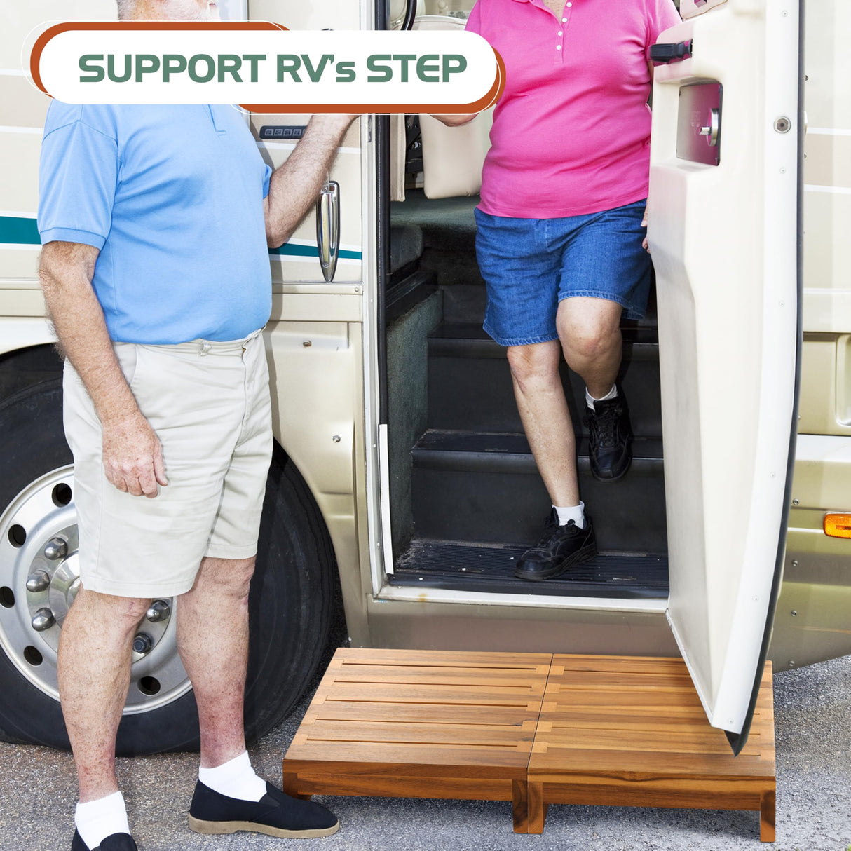 FANATU Wooden Platform Step Stool, 24.7" Step Platform for Adults & Elderly - Durable Mobility Stepping and Stair Assist Indoor & Outdoor, Heavy Duty/Non-Slip Step Stool for Handicap, Bedroom, Kitchen FANATU