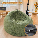 XeGe Faux Fur Comfy Bean Bag Cover(No Filler), Fluffy Stuffed Animal Storage Bean Bag Chair Cover for Bedroom Home Decor, Furry Fuzzy Bean Bag Cover for Adults Teens Kids Girls, Anti-Slip, Sage Green XeGe