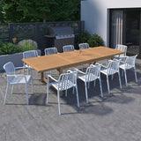 Urban Elements Frida 11-Piece Rectangular Patio Furniture Set | 100% Certified Teak Finish | Backyard Furniture, Outside Table and Chairs, Rectangular Outdoor Dining Set Urban Elements