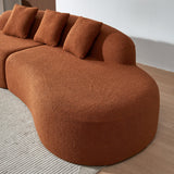 BAMOOLI 119'' Curved Sofa Couch, Mid Century Modern Half Moon Living Room Sofa, Luxury 4-Seat Sofa Couch with High-Density Foam Filled, Sherpa Lamb Fabric Sectional Sofa for Apartment, Office, Orange BAMOOLI