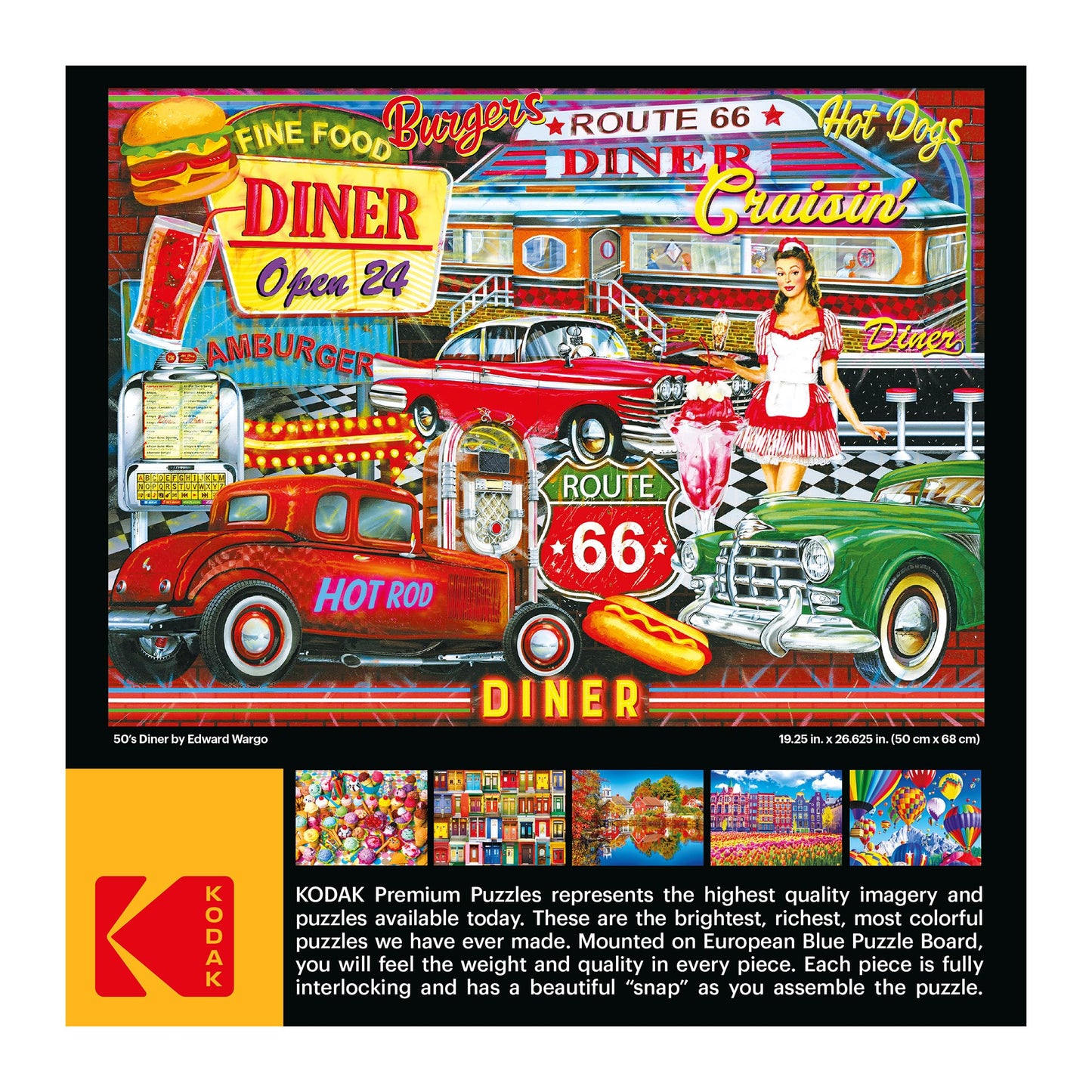 RoseArt - Kodak Premium - 50's Diner - 1000 Piece Jigsaw Puzzle for Adults