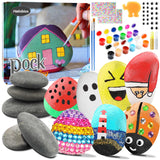 Halobios Rock Painting Kit, 55Pcs Rock Painting Supplies, Craft Kits with 12 Rocks, Painting Rocks for Adults, Arts and Crafts for Kids Ages 6-12, Art Supplies for Birthday Children's Day Gifts Halobios