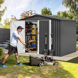 DWVO 8'x6' Large Metal Outdoor Storage Shed, Heavy Duty Tool Storage Sheds for Backyard Patio Lawn - Ideal for Bicycles, Garden Tools, and Lawn Equipment, Easy-to-Assemble, Dark Gray DWVO