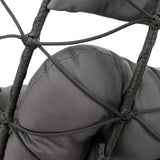 AOPNOMU 2 - Person Hanging Egg Chair with Stand, Steel Frame, for Outdoor & Indoor Use Double Wicker Egg Chair for Patio, Garden, or Balcony Dark Gray AOPNOMU