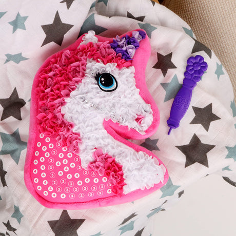 ORB PlushCraft Unicorn Pillow, Fabric by Number Art & Crafts, Ages 5 and Up, No Sewing Required, 324 Pieces for Making Your Own DIY Unicorn Cozy Pillow, Learning Fun with Bright Colors, Multi,1 Count The Orb Factory