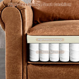 ovios 73.6" Luxury Sofa Couch, 3-Seater Comfy Suede Faux Leather Sofas Couches, Mid-Century Modern Neutral Deep Seat Small Cloud Sofa for Living Room Office, Brown ovios