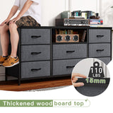 EnHomee Dresser TV Stand with Power Outlet Entertainment Center with 8 Fabric Deep Drawers Media Console Table for 55" TV Wide Storage Drawer Dresser for Bedroom, Living Room, Entryway, Grey EnHomee