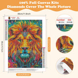 SENQAO Lion Diamond Painting Kits for Adults, Flower Diamond Art Paintings Kit for Beginners, 5D Full Drill Diamand Paintings Kits, Gem Art Crafts for Adults Wall Decor 12x16inch SENQAO