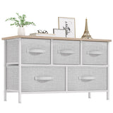YITAHOME Dresser with 5 Drawers - Fabric Storage Tower, Organizer Unit for Bedroom, Living Room, Closets - Sturdy Steel Frame, Wooden Top YITAHOME